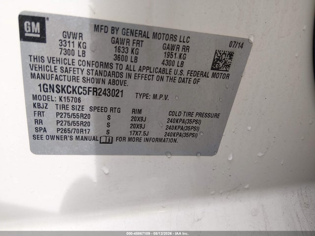 1GNSKCKC5FR243021 Chevrolet Tahoe Ltz