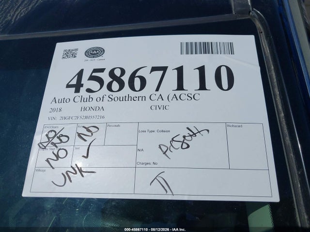 Honda Civic Lx 2018 2HGFC2F52JH557216 Image 11