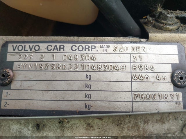 Продажа на аукционе авто 2002 Volvo V70 Xc, vin: YV1SZ58D221048304, номер лота: 45867144