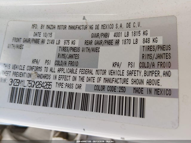 Mazda Mazda3 I Touring 2016 3MZBM1L75GM264265 Image 9