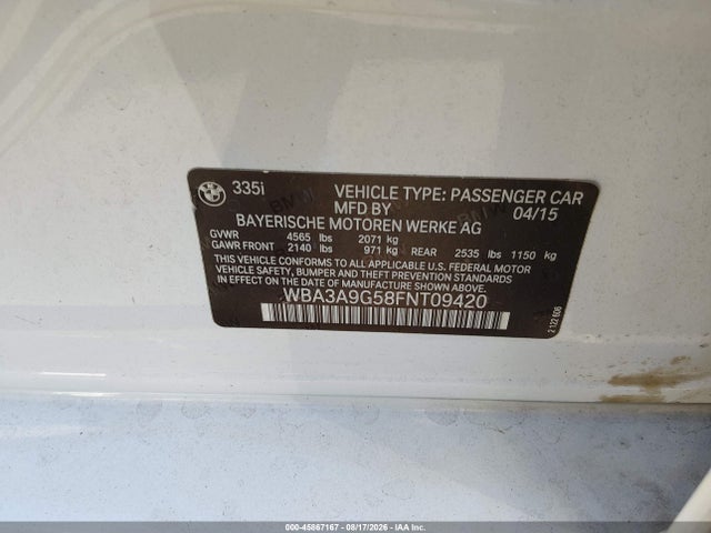 WBA3A9G58FNT09420 BMW 335i