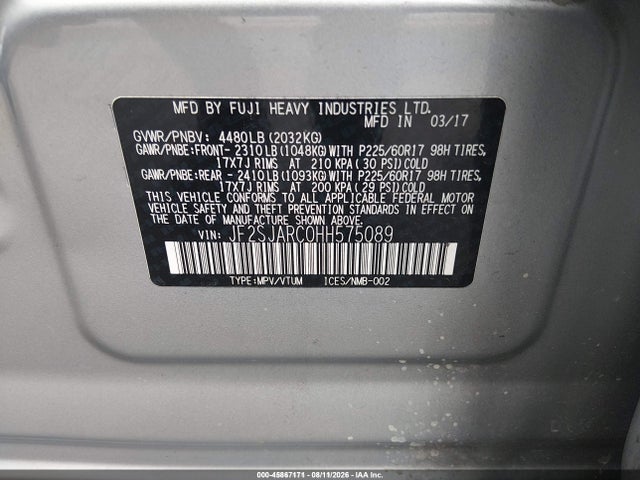 Subaru Forester 2.5i Limited 2017 JF2SJARC0HH575089 Image 9