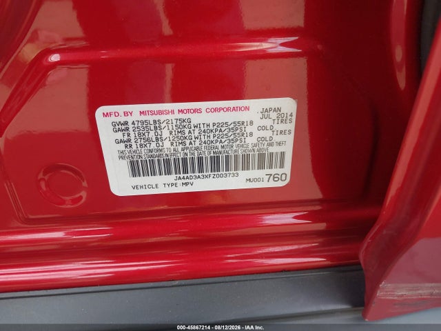 JA4AD3A3XFZ003733 Mitsubishi Outlander Se