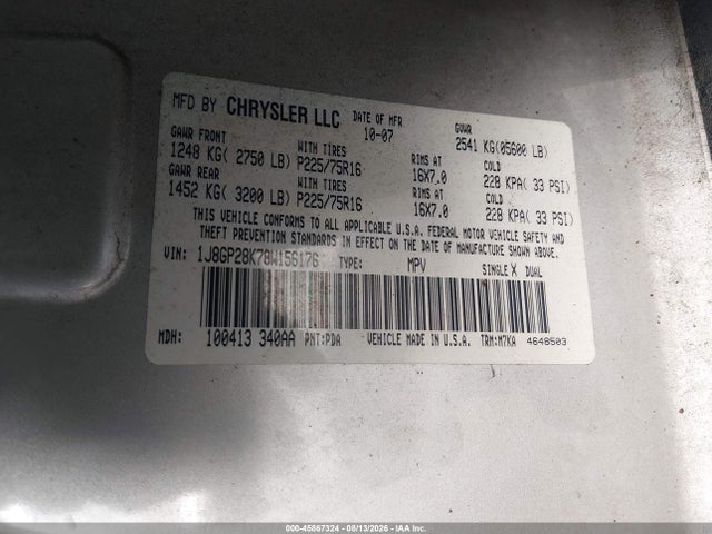 Продаж на аукціоні авто 2008 Jeep Liberty Sport, vin: 1J8GP28K78W156176, номер лоту: 45867324