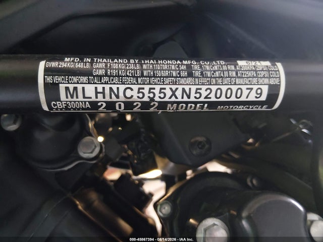 MLHNC555XN5200079 Honda CBF300 NA