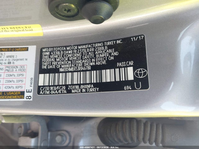 Aukcja sprzedaży 2018 Toyota C-hr Xle Premium, vin: NMTKHMBX5JR046780, numer aukcji: 45867421