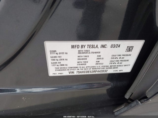 Tesla Model X Long Range 2024 7SAXCDE53RF442032 Image 9