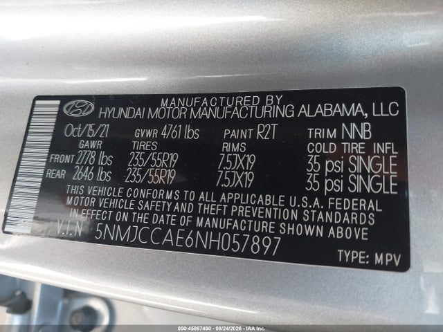 Hyundai TUCSON SEL 2022 5NMJCCAE6NH057897 Image 9