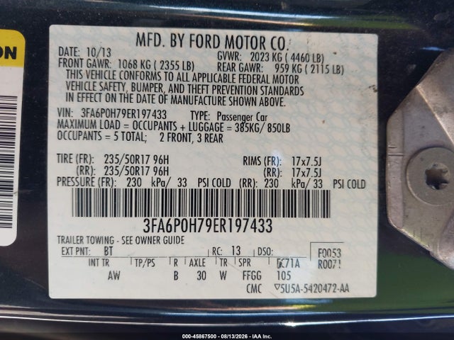 Продаж на аукціоні авто 2014 Ford Fusion Se, vin: 3FA6P0H79ER197433, номер лоту: 45867500