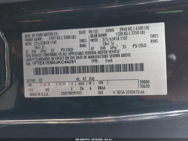 Ford F-150 Xlt 2018 1FTEX1EB6JKC44291 Image 9