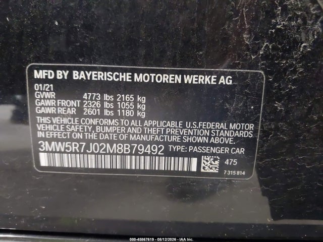 Продаж на аукціоні авто 2021 Bmw 330i Xdrive, vin: 3MW5R7J02M8B79492, номер лоту: 45867619