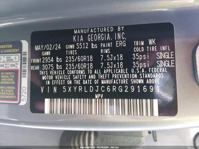 KIA SORENTO S 2024 5XYRLDJC6RG291691 Image 9