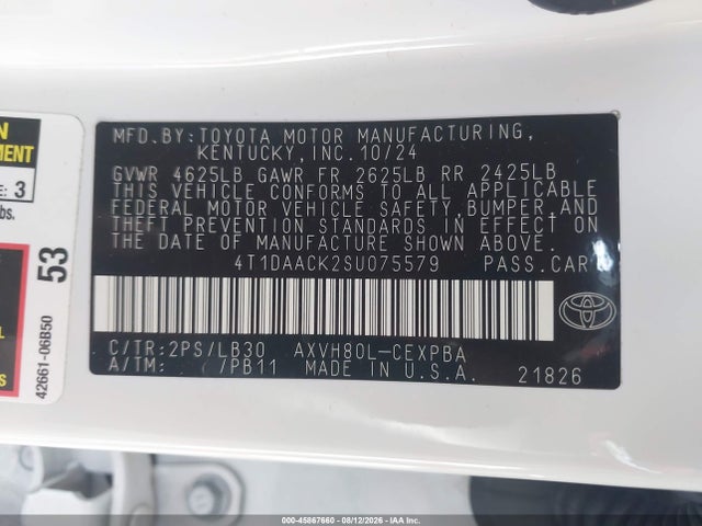 Toyota CAMRY XSE 2025 4T1DAACK2SU075579 Image 9