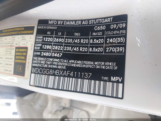 Aukcja sprzedaży 2010 Mercedes-benz Glk 350 4matic, vin: WDCGG8HBXAF411137, numer aukcji: 45867739