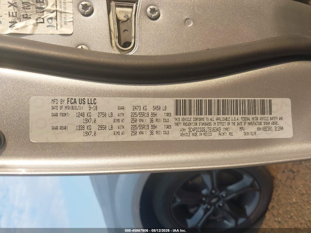 Продаж на аукціоні авто 2018 Dodge Journey Crossroad, vin: 3C4PDCGG6JT516343, номер лоту: 45867906