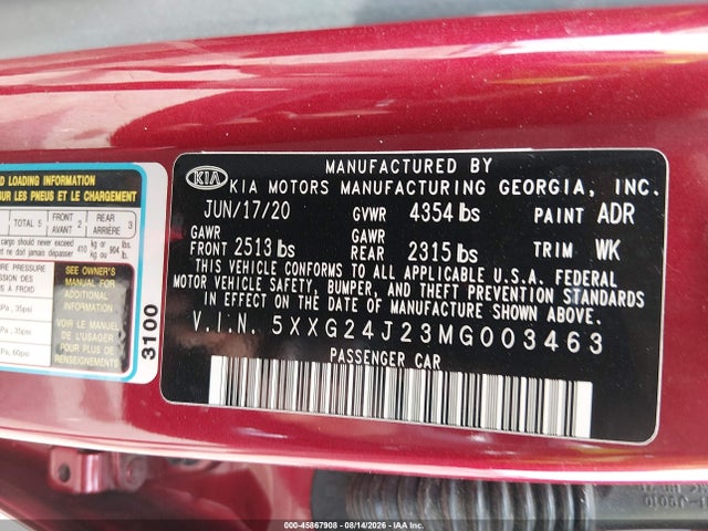 KIA K5 LX 2021 5XXG24J23MG003463 Image 9