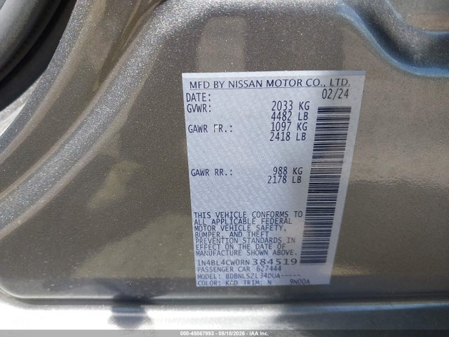 Продаж на аукціоні авто 2024 Nissan Altima Sr Intelligent Awd, vin: 1N4BL4CW0RN384519, номер лоту: 45867993