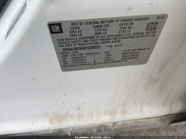 2GNALBEK6H1526223 Chevrolet EQUINOX LS