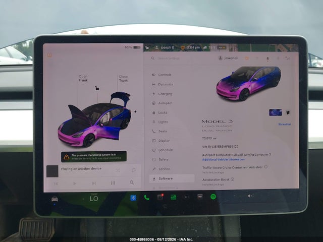 45868006 :رقم المزاد ، 5YJ3E1EB5MF856125 vin ، 2021 Tesla Model 3 Long Range Dual Motor All-wheel Drive مزاد بيع
