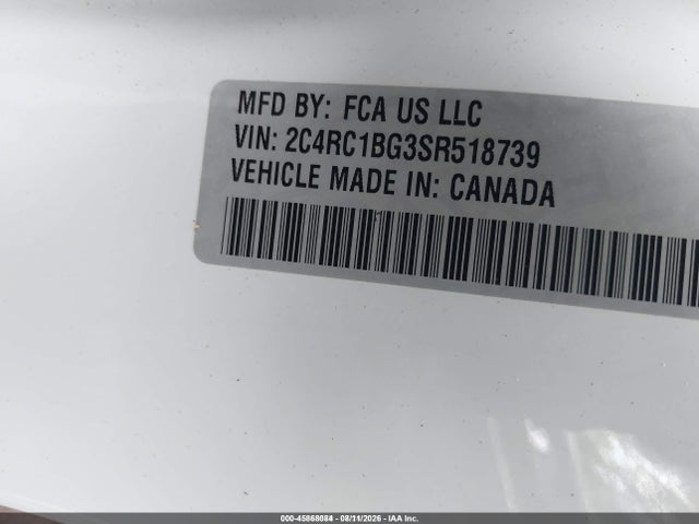 Продажа на аукционе авто 2025 Chrysler Pacifica Select, vin: 2C4RC1BG3SR518739, номер лота: 45868084