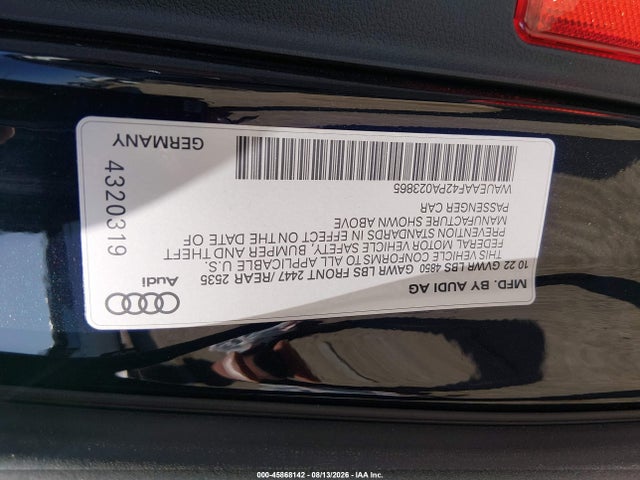 45868142 :رقم المزاد ، WAUEAAF42PA023865 vin ، 2023 Audi A4 Premium Plus 45 Tfsi S Line Quattro S Tronic مزاد بيع