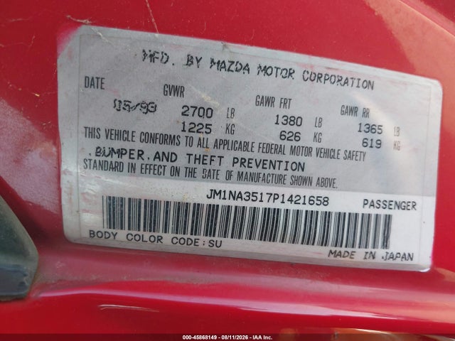 Продажа на аукционе авто 1993 Mazda Mx-5 Miata, vin: JM1NA3517P1421658, номер лота: 45868149