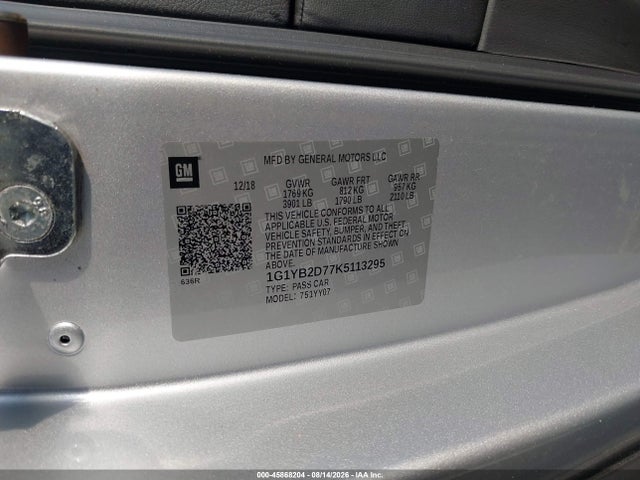 Продаж на аукціоні авто 2019 Chevrolet Corvette Stingray, vin: 1G1YB2D77K5113295, номер лоту: 45868204