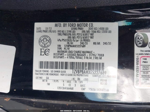 1ZVBP8AMXE5227689 Ford Mustang V6