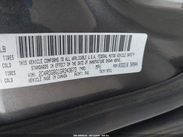 Dodge Grand Caravan Se Plus 2016 2C4RDGBG1GR343673 Image 9