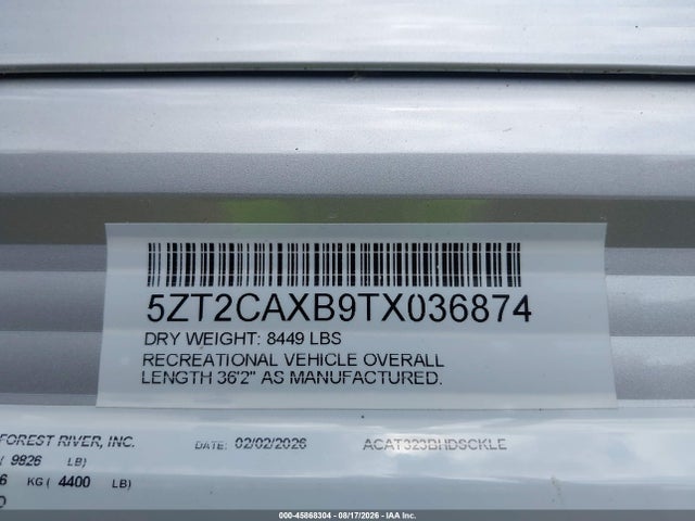 45868304 :رقم المزاد ، 5ZT2CAXB9TX036874 vin ، 2026 Coachmen Catalina مزاد بيع