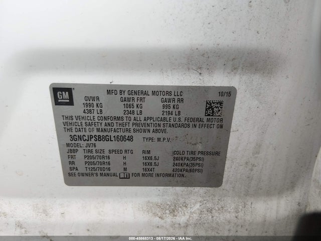 Chevrolet Trax Lt 2016 3GNCJPSB8GL160648 Image 9