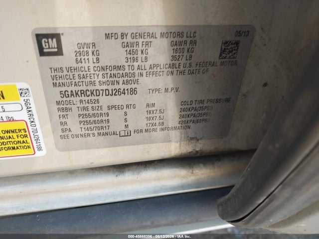 Продажа на аукционе авто 2013 Buick Enclave Leather, vin: 5GAKRCKD7DJ264186, номер лота: 45868396