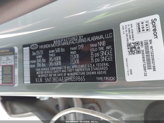 Продажа на аукционе авто 2023 Hyundai Santa Cruz Sel, vin: 5NTJBDAE3PH059865, номер лота: 45868446