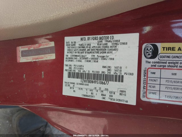 Продажа на аукционе авто 2009 Ford Mustang V6/v6 Premium, vin: 1ZVHT80N495106677, номер лота: 45868471