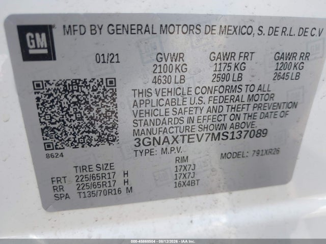 Chevrolet Equinox Awd 2fl 2021 3GNAXTEV7MS137089 Image 9