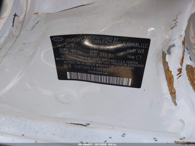 2018 Hyundai Elantra Sel მანქანა იყიდება აუქციონზე, vin: 5NPD84LF4JH318354, აუქციონის ნომერი: 45868517