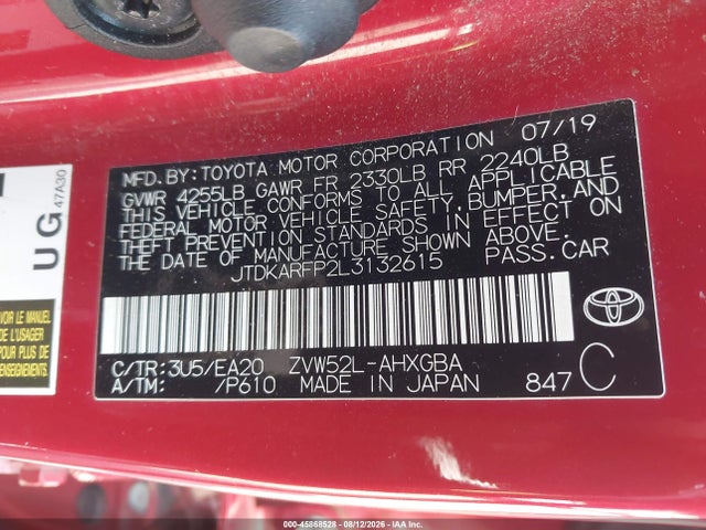 JTDKARFP2L3132615 Toyota Prius Prime Xle