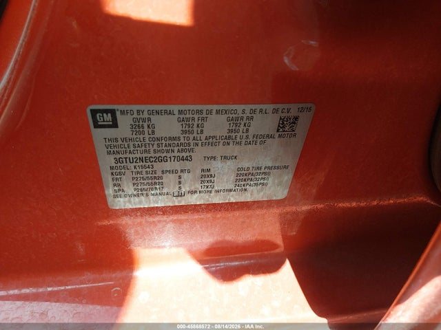 GMC Sierra 1500 Slt 2016 3GTU2NEC2GG170443 Image 9