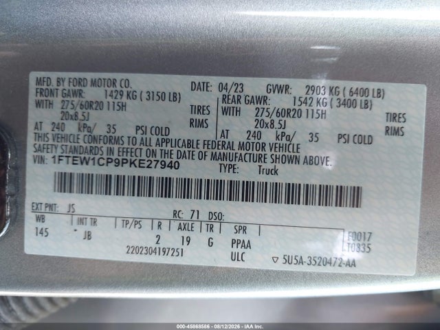 Ford F-150 Xl 2023 1FTEW1CP9PKE27940 Image 9