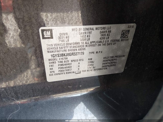 Aukcja sprzedaży 2016 Cadillac Escalade Luxury Collection, vin: 1GYS3BKJ8GR327179, numer aukcji: 45868588