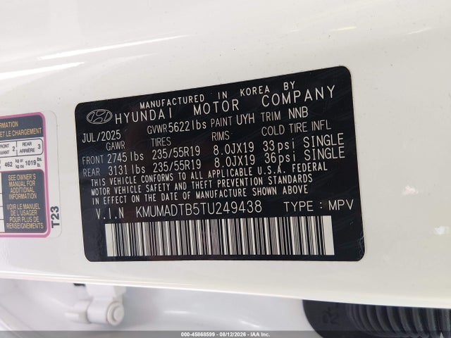 Aukcja sprzedaży 2026 Genesis Gv70 2.5t, vin: KMUMADTB5TU249438, numer aukcji: 45868599