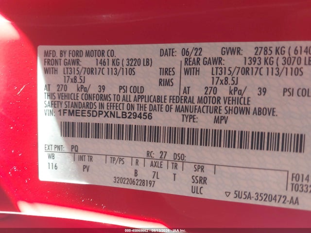 Продаж на аукціоні авто 2022 Ford Bronco Wildtrak, vin: 1FMEE5DPXNLB29456, номер лоту: 45868662