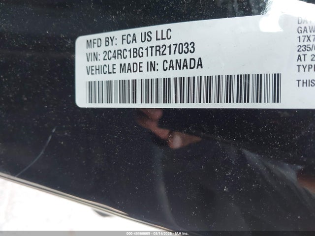 Продажа на аукционе авто 2026 Chrysler Pacifica Select, vin: 2C4RC1BG1TR217033, номер лота: 45868669
