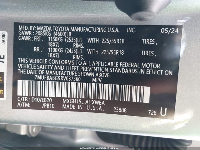 7MUFBABG9RV037360 Toyota Corolla Cross Hybrid Xse