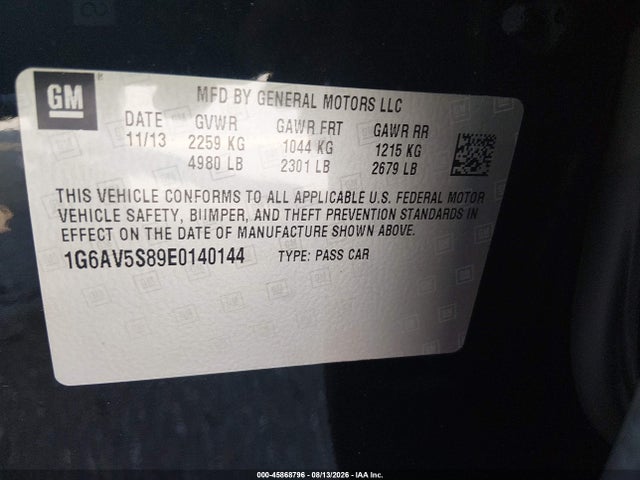 Aukcja sprzedaży 2014 Cadillac Cts Vsport Premium, vin: 1G6AV5S89E0140144, numer aukcji: 45868796