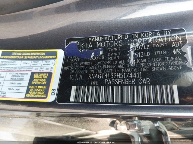 KIA Optima Lx 2017 KNAGT4L32H5174411 Image 9