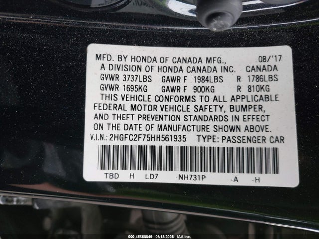2HGFC2F75HH561935 Honda CIVIC EX