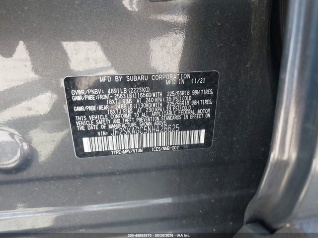 Продаж на аукціоні авто 2022 Subaru Forester Sport, vin: JF2SKAGC5NH426625, номер лоту: 45868970