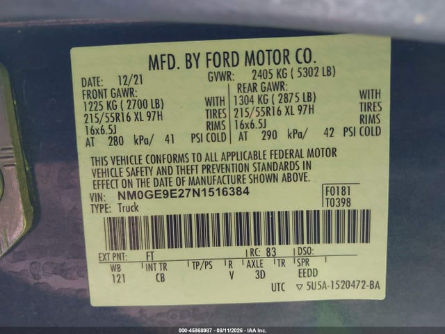 Ford Transit Connect Xl Passenger 2022 NM0GE9E27N1516384 Image 9