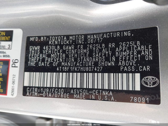 Toyota CAMRY LE 2017 4T1BF1FK7HU807427 Image 9
